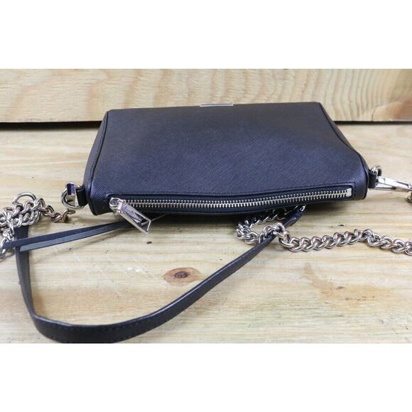 Rebecca Minkoff Crossbody Bag Black Leather Avery Link Chain Bottom Studs - Picture 7 of 11